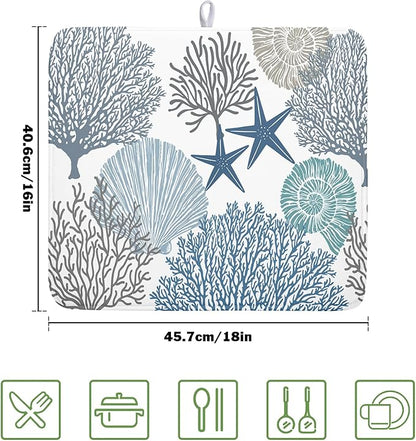 Summer Coastal Dish Drying Mats