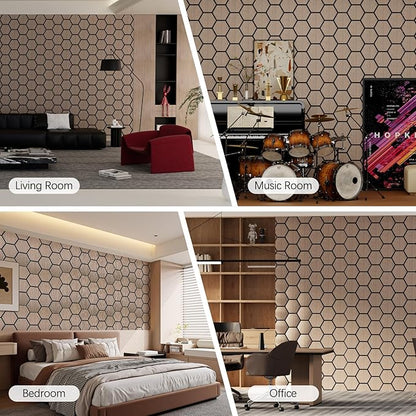 Hexagon Acoustic Wall Panels, Self-Adhesive Sound Absorbing Wall Panel by ARMURO