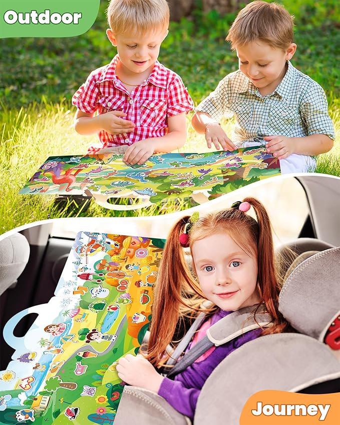 Reusable Sticker Book for Toddlers 2-4 Years, Stickers for Kids, Toddler Sticker Book Ages 1-3, Toddler Craft Activities, Toddlers Travel Toys Ages 2+ Boy Girl Birthday Gifts