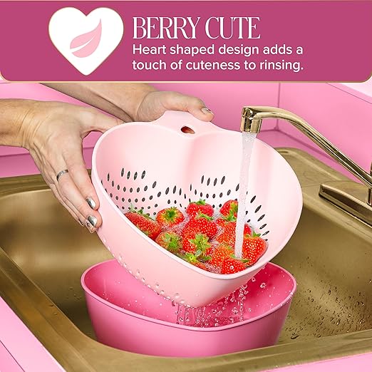Paris Hilton Heart Bowl & Colander Set, Nesting 2-Piece Design