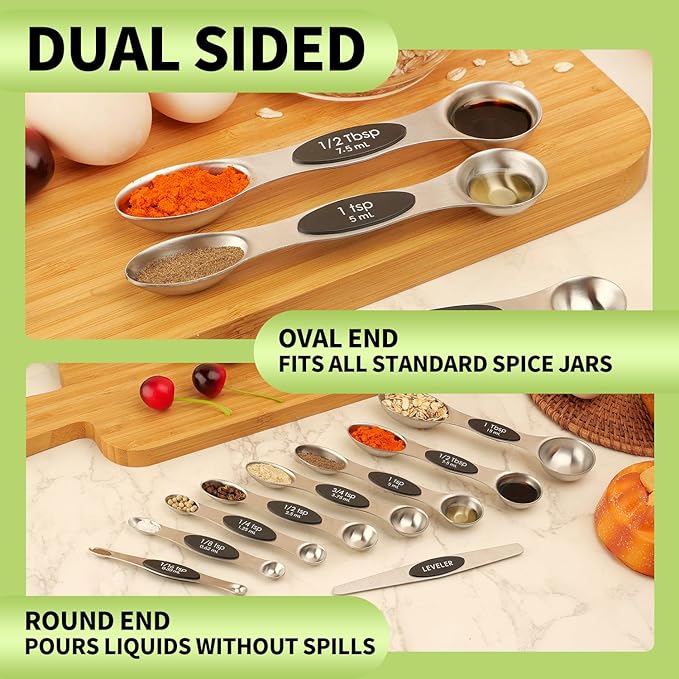 Magnetic Measuring Spoons Set Stainless Steel