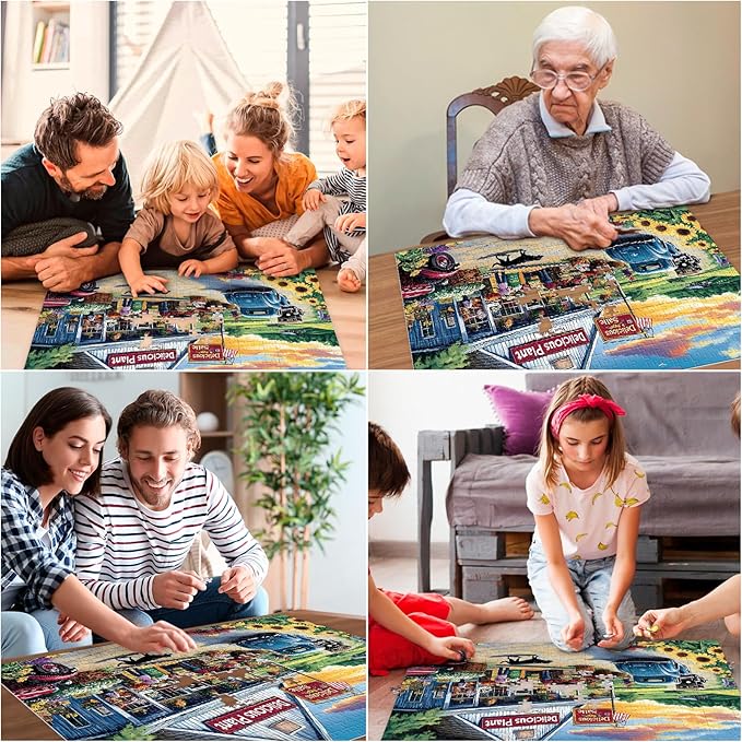 500 Piece Puzzles for Adults, Sunflower Field with Car House & American Flag Jigsaw Puzzles 20.5 x 15 in, Relaxing Country Jigsaw Puzzle, Challenging Puzzle Perfect Game Gift for Holidays & Family Fun