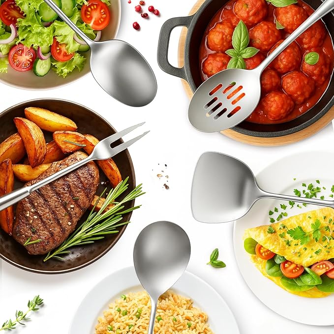 Newness 11 Pcs Cooking Utensils Set, 304 Stainless Steel Kitchen Utensils Set