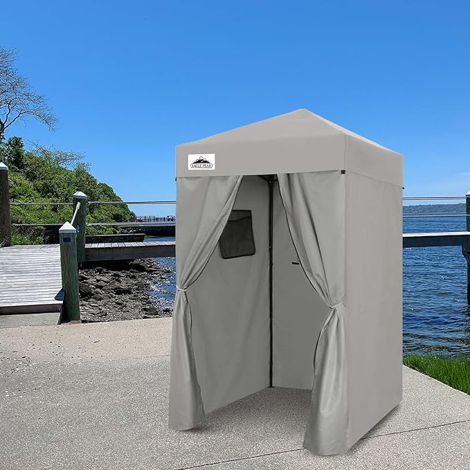 EAGLE PEAK Flex Ultra Compact 4x4 Pop-up Canopy, Sun Shelter, Changing Room, Portable Privacy Canopy Cabana for Pool, Fashion Photoshoots, or Camping, Gray