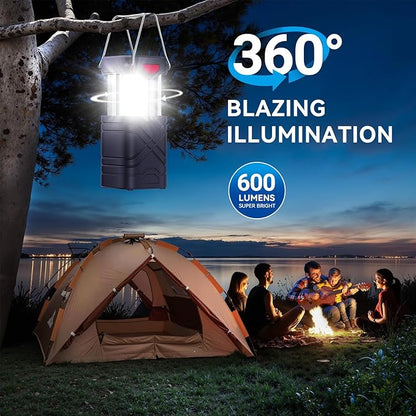 LETMY 4 Pack Camping Lantern, Rechargeable LED Lanterns, Solar Lantern Battery Powered Hurricane Lanterns Flashlight with 3 Powered Ways & USB Cable for Emergency, Power Outage, Hurricane Supplies