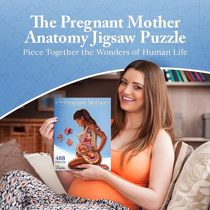 Pregnant Mother Anatomy Jigsaw Puzzle | 488-Piece Science Accurate Adult Puzzle | Educational and Entertaining 3ft x 2ft Poster Size Puzzle | Ideal Gift for Mothers, Educators & Medical Professionals