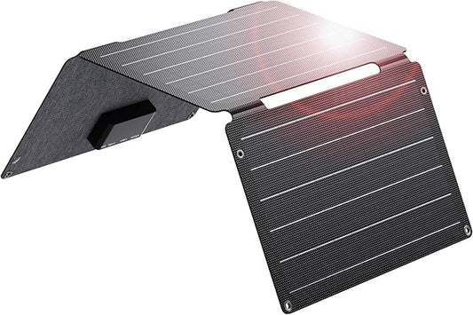 BigBlue 30W Solar Panel Charger with Fast Charging USB-A, USB-C and DC Ports, IP68 Waterproof, Portable Folding Solar Charger Compatible with iPhone, iPad, Samsung, LG, Power Banks, Power Station