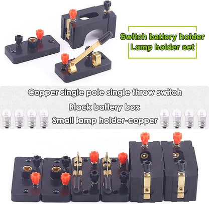 Keadic 20Pcs Physics Electronic Science Experiment Kit Includes Single Pole Single Throw Switches, Circuit Wire, D Battery Holder, DIY Practice Circuit Experiment Parallel Series Circuit for School