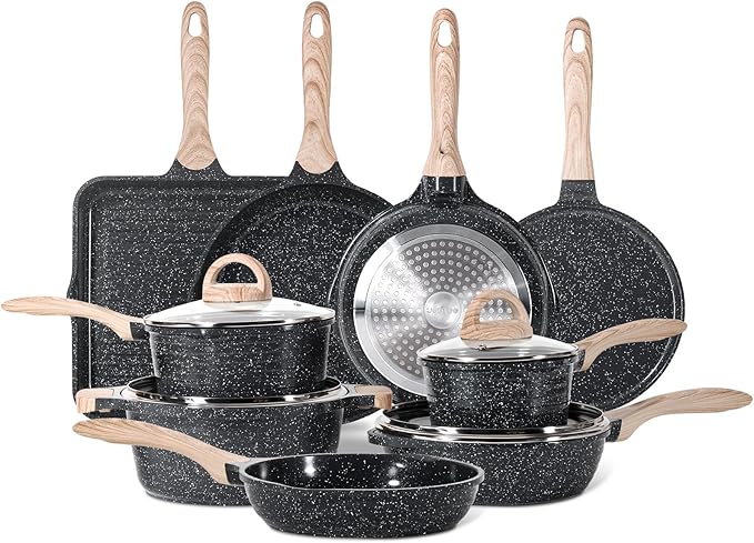 JEETEE 24Pcs Ceramic Cookware Set, Kitchen Healthy Non Toxic Induction Cookware
