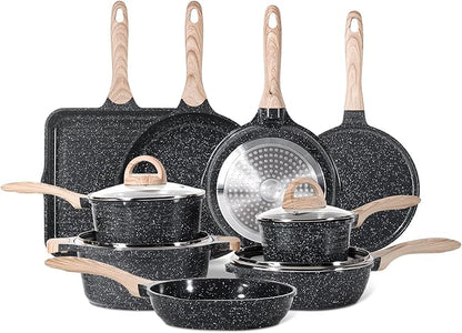 JEETEE 24Pcs Ceramic Cookware Set, Kitchen Healthy Non Toxic Induction Cookware