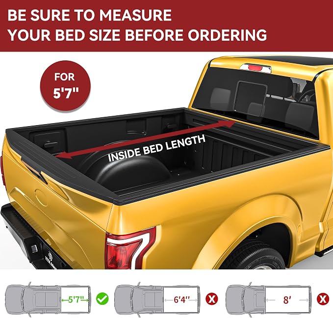 YITAMOTOR Soft Roll Up Truck Bed Tonneau Cover Compatible with 2009-2024 Dodge Ram 1500 (19-24 Classic ONLY), Fleetside 5.7 ft Bed Without Rambox
