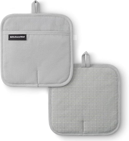 KITCHENAID Gourmet Series Gridlines Pot Holders 2-Pack Set, Heat Resistant up