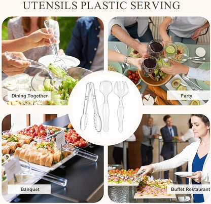 Mwellewm 48Pcs Plastic Serving Utensils Disposable Serving Spoons