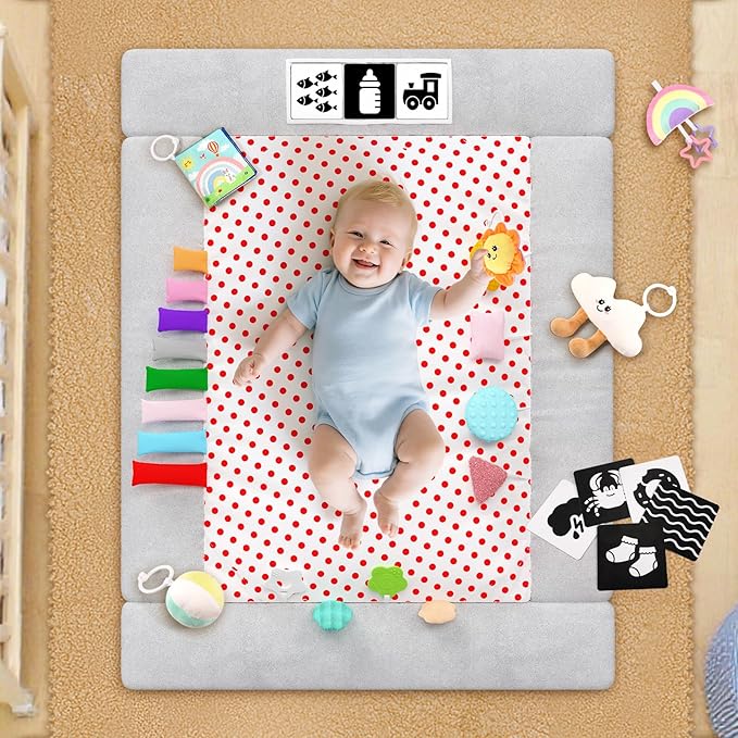 Baby Play Gym Mat Tummy Time Mat Activity Center for Newborn Infant Gifts Babies Shower Gifts for Boy Girl Baby 0-3-6-9-12 Months Skill Development Newborn Infant Babies Essentials Gifts