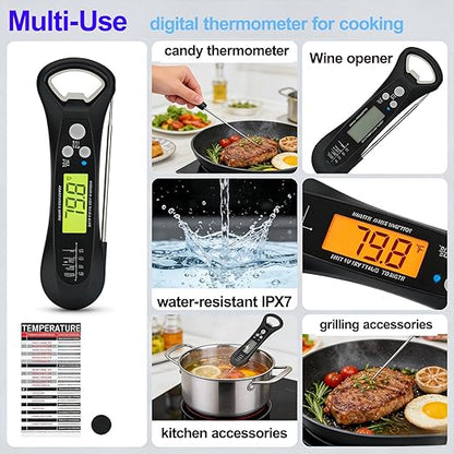Instant Read Meat Thermometer for Cooking – Waterproof Digital Food Thermometer