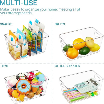 Vtopmart 6 Pack Clear Storage Bins, Pantry Cabinet Organizer Bins
