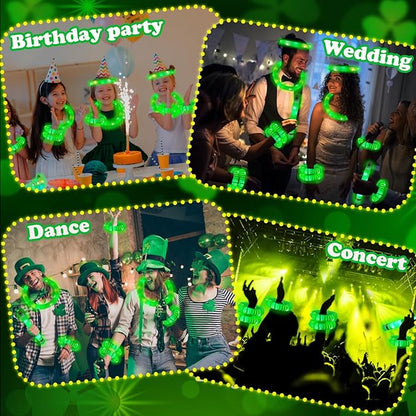 12 - 24 PCS Green Glow Sticks Party Favors for Kids,LED Light up Pop Tubes for Toddlers,Neon Necklaces Bracelets Accessories,Glow Birthday Dance Wedding Camping Halloween Party Supplies Decorations