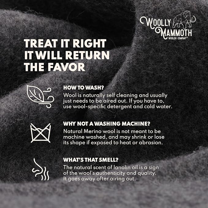 Woolly Mammoth Woolen Company Merino Wool Throw Blanket - 66 x 90 in, Hunter Green - Heavyweight Breathable Camping Blankets - Insulated for Hammock Camping - Washable Wool for Hunting Essentials