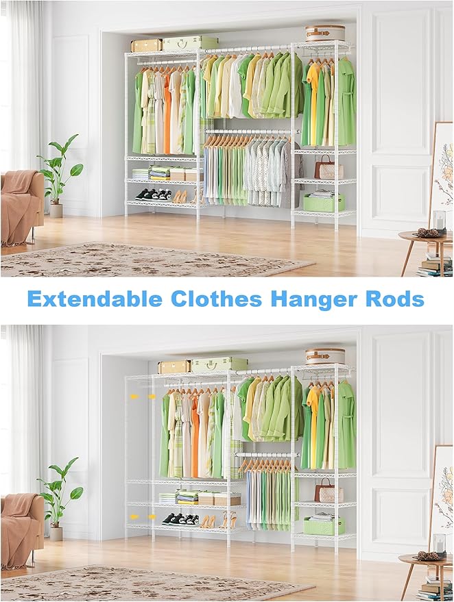 Ulif E11 Heavy-Duty Garment Rack, Metal Freestanding Clothes Rack and Closet