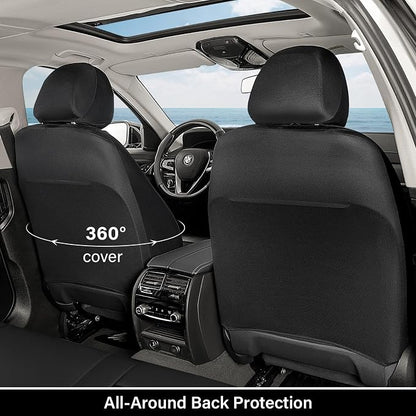 Coverado Full Set Car Seat Covers, Waterproof Front Seats Back Seat Cover, Leather Seat Covers Non-Slip Seat Protectors Universal Fit for Most Cars (Black-Blue)