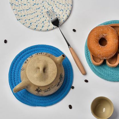 Kitchen Pot Holders Set Trivets Set 100% Pure Cotton Thread Weave Hot Pot