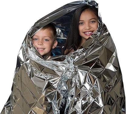 Emergency Foil Blanket, Survival Thermal Mylar Blankets Individually Packaged Perfect for Outdoors, Hiking, Survival, Marathons or First Aid (Silver (6 Pack))