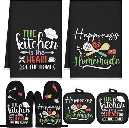 Sratte 6 Pcs Kitchen Decor Accessories Set Farmhouse Towels Pot Holders Oven