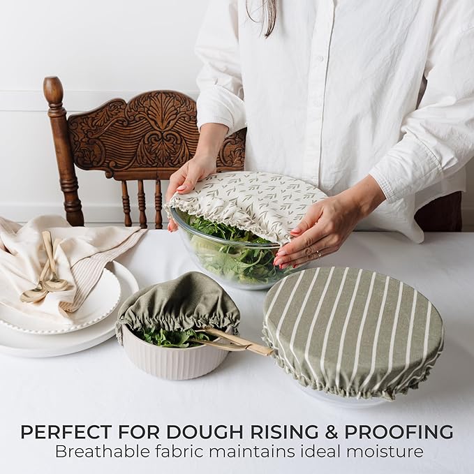 Beautiful Linen Cotton Blend Bowl Covers