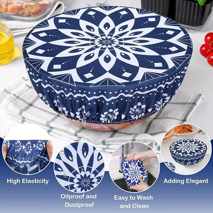 5 Pieces Bowl Covers Reusable, 5 Size Elastic Cloth Bowl Covers