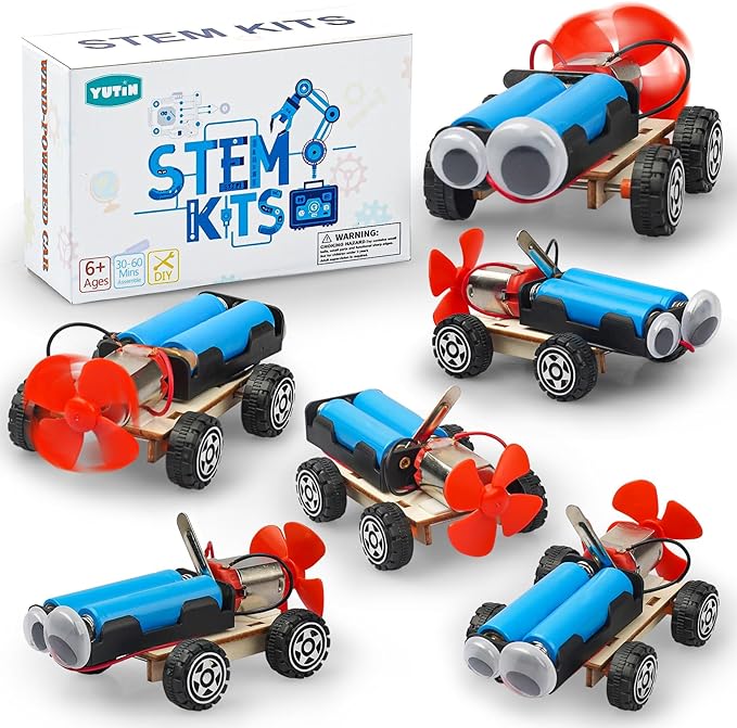 STEM Science Kits for Kids Age 8-12, 6 Set Wind-Powered Cars Science Experiments 6-8 8-10, Wood Building Crafts Kit for Boys Girls, School Classroom STEM Projects Toys Gifts for 6 7 8 9 10 12 Year Old