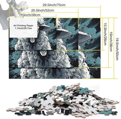 Sheep Thickened Wooden Jigsaw Puzzle 1000 Pieces 3D Animal Adults Fun Toy Intellectual Game Stress Relief Toy Decoration Education Game Relaxation and Intelligence 1000pcs (75x50cm)