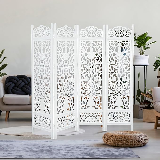 Lightnpro 4-Panel Wooden Room Divider 72"×72"