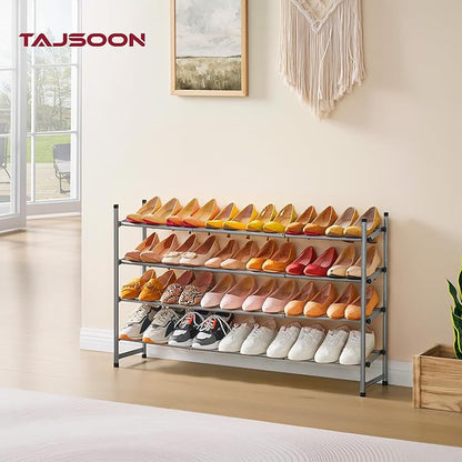 Tajsoon Expandable Shoe Rack for Closet 4 Tier, 29“-41“Adjustable & Stackable