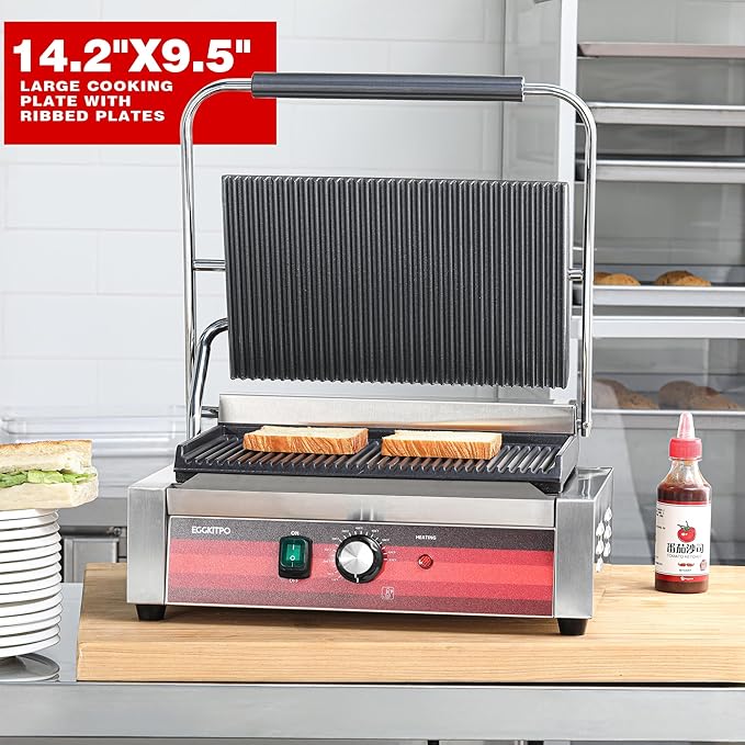EGGKITPO Commercial Panini Press Grill