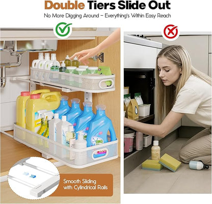 2 Pack 21.3IN-Depth Under Sink Organizer