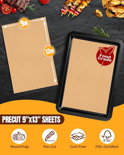 280 Parchment Paper Sheets 9x13"| Precut Unbleached Baking Paper