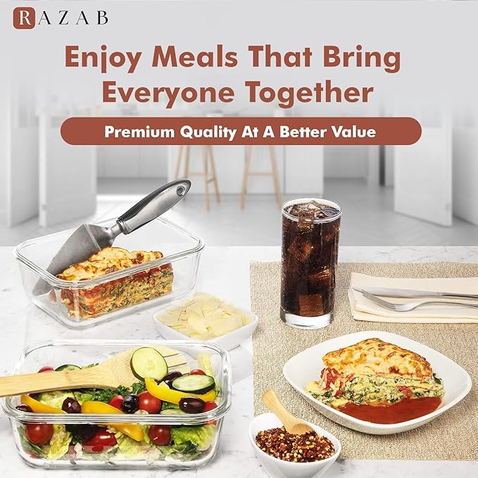 Razab 4 PC 1860ml / 63 Oz / 8 Cups Large Glass Food Storage Containers