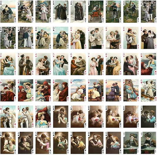 Valentine Day Love Photos Playing Cards (Poker Deck 54 Cards All Different) Vintage Retro Love Couple Colored Photos Funny Scenes Greeting Cards
