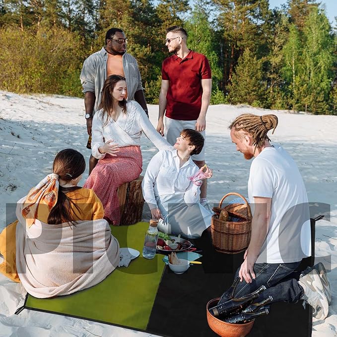Frelaxy Pocket Picnic Blanket, Waterproof Sandproof Beach Mat, Compact Camping Tarp for Festivals, Hiking, Travel, Outdoor Recreation