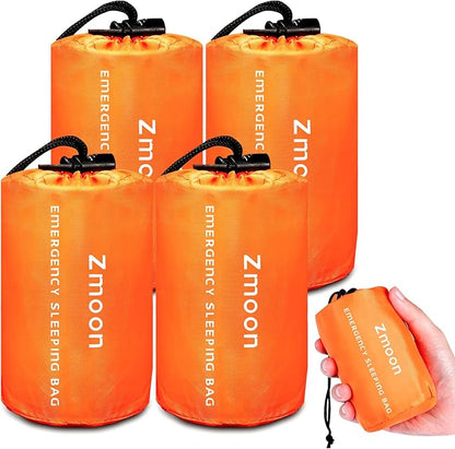 Zmoon Emergency Sleeping Bag Survival Bag, Portable Waterproof Thermal Bivy Sacks,Bivvy Bags,Camping Mylar Sleeping Bag Survival Gear Emergency Blankets Survival Shelter