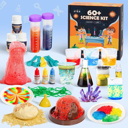 60+ Science Experiment Kit for Kids Ages 5-6-7-8, STEM Educational Science Gifts for Kids, First Science Kit for Boys Girl Birthday