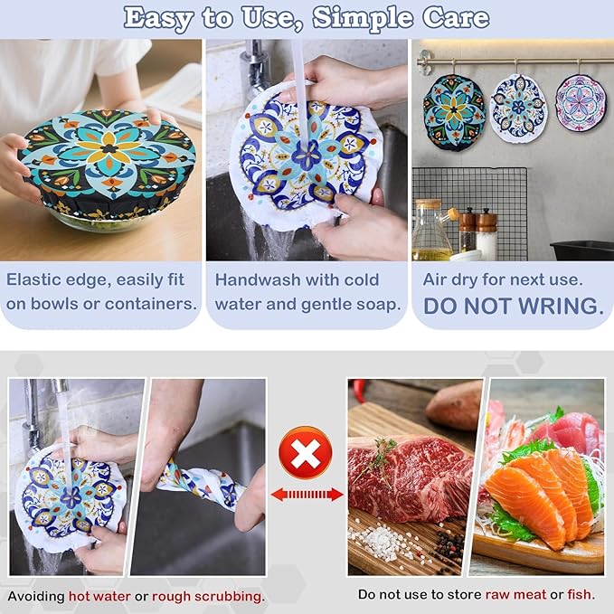 5-Size Reusable Beeswax Bowl Covers