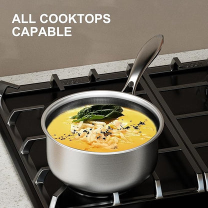 COOKER KING 2 Quart Stainless Steel Saucepan, Nonstick Sauce Pan, Ceramic Suce