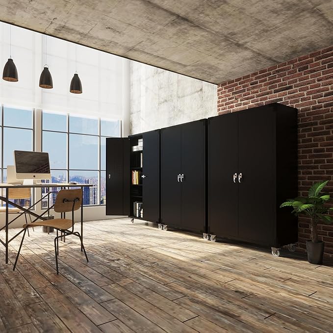 VINGLI Upgraded Wide & Deep Garage Storage Cabinet, Metal Storage Cabinet