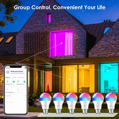 OHLUX Smart Light Bulbs 8Pack, WiFi & Bluetooth, RGB Color Changing, 100W