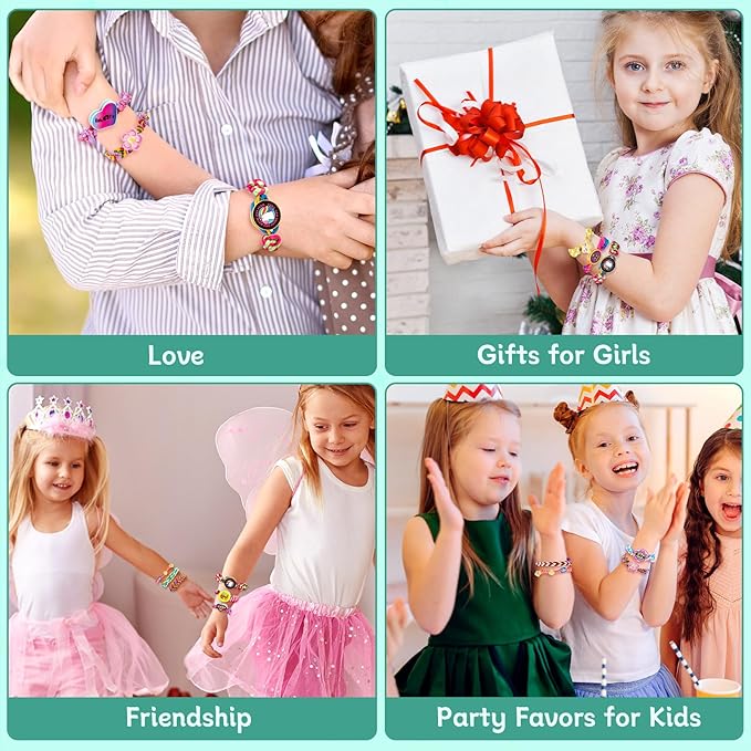 Friendship Bracelet Making Kit for Girls - DIY Bracelets Maker Art and Craft Kits for Kids - Jewelry String braiding Set Toys for Age 6 7 8 9 10 11 12 Year Old Girl Christmas Birthday Gifts - Cyan