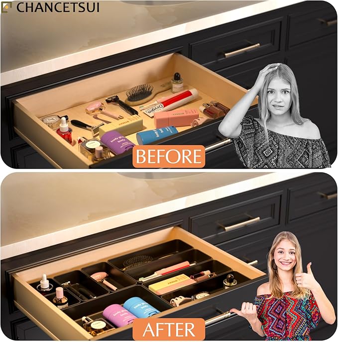 9 Pcs Stackable Drawer Organizer Trays Set, Desk Drawer Organizer Office.