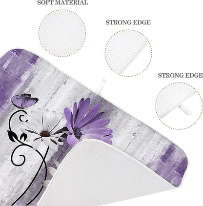 Floral Dish Drying Mat 18x24 Inches