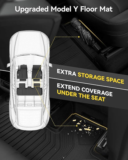 3W Floor Mats Fit for Tesla New Model Y 2025 2026 Juniper, TPE All Weather Custom Fit Floor Liner for Juniper Model Y Accessories 1st and 2nd Row Car Mats Easy Clean, Vigormold™