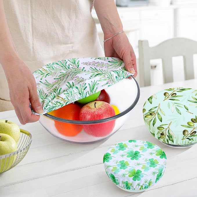 5 Pieces Bowl Covers Reusable, 5 Size Elastic Cloth Bowl Covers